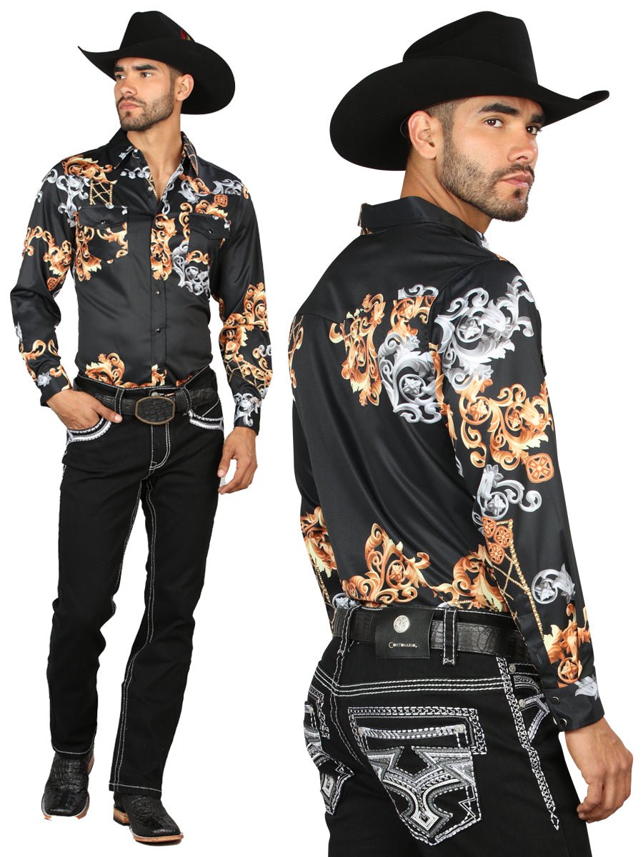 Centenario Men's Black Denim with White/Gray Embroidered Details 45310 - Diana Zapateria Inc