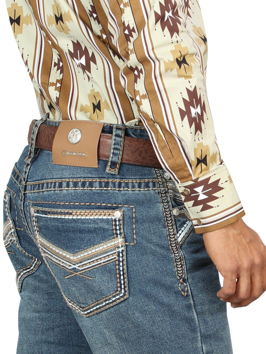 Centenario Men's Blue Denim with Embroidered Details 45314 - Diana Zapateria Inc