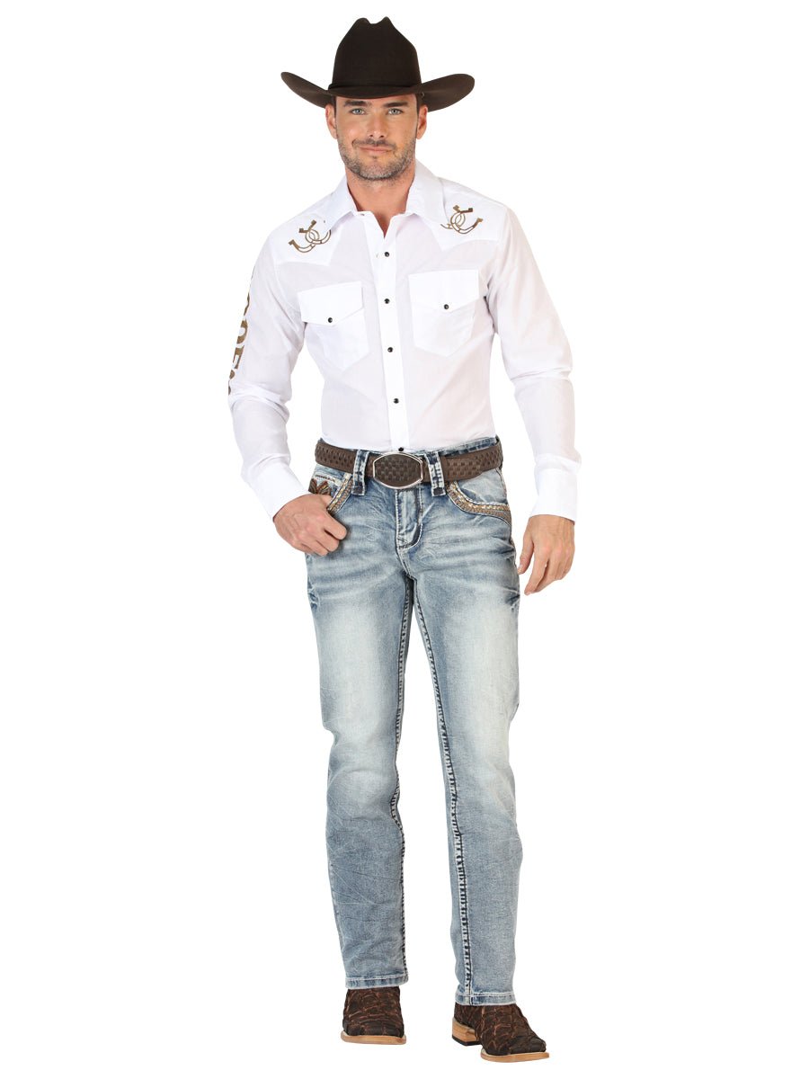 Centenario Men's Premium Denim Boot Cut Pants - Dark Blue 45530 - Diana Zapateria Inc