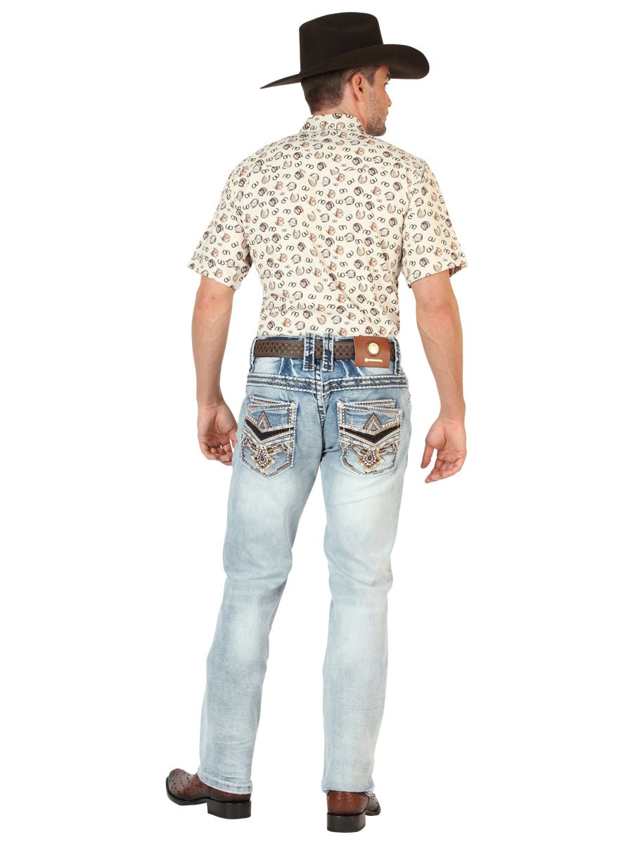 Centenario Men's Premium Denim Boot Cut Pants - Medium Blue 45533 - Diana Zapateria Inc