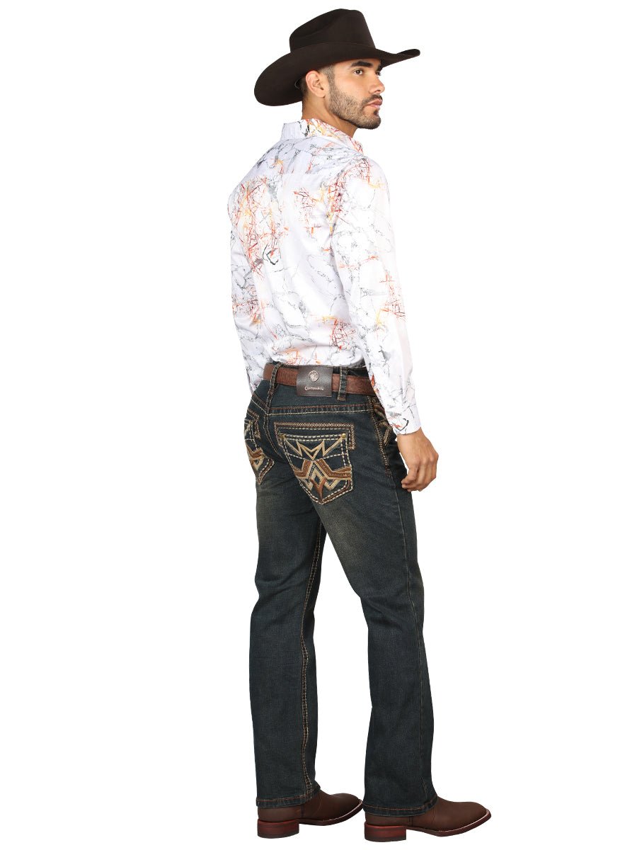 Centenario Men's Tinted Brown Denim with Embroidered Details 45316 - Diana Zapateria Inc