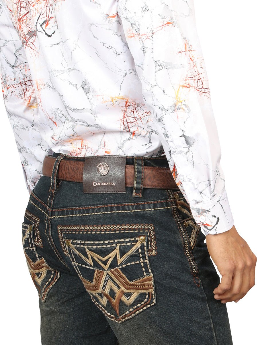 Centenario Men's Tinted Brown Denim with Embroidered Details 45316 - Diana Zapateria Inc