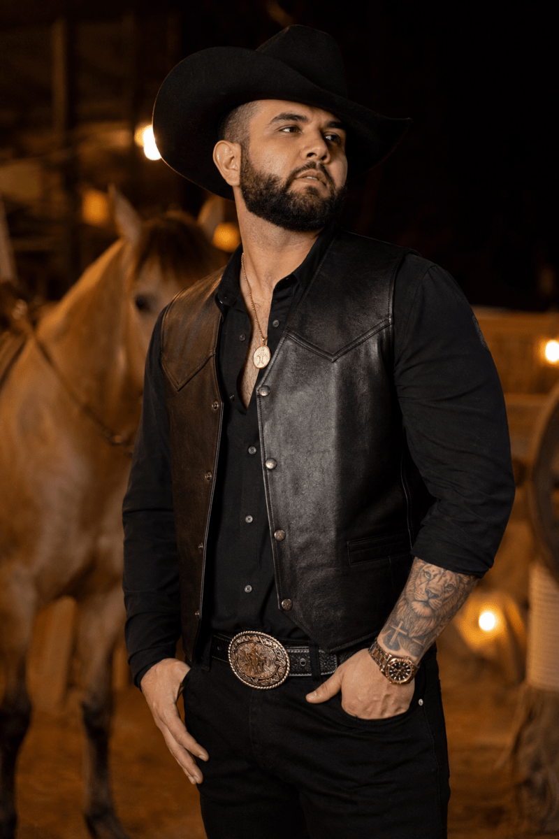 Chaleco de Piel para Hombre con Botones Western - American West