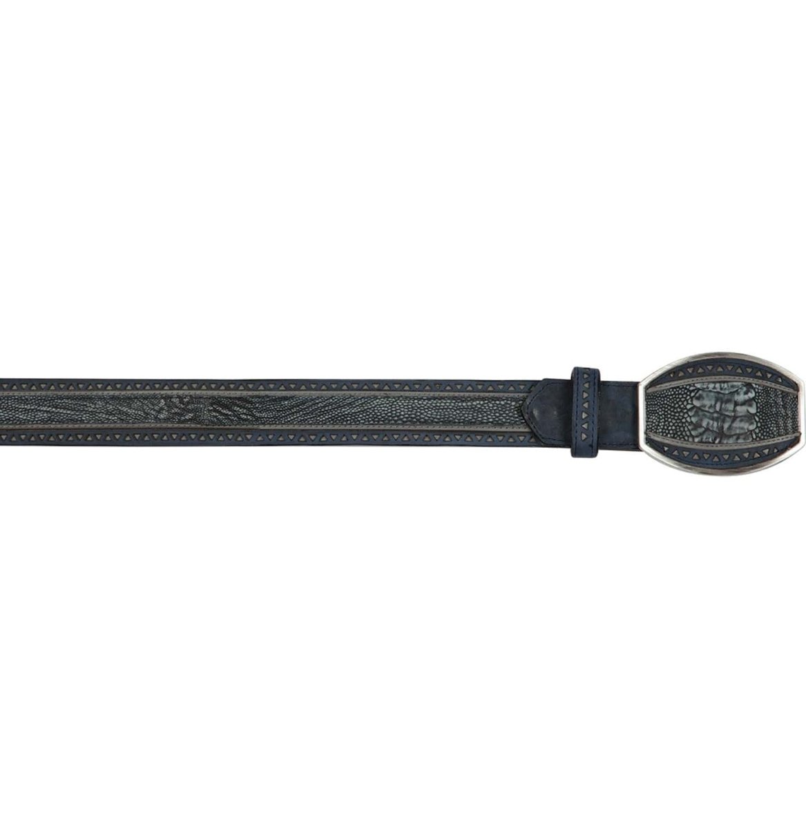 Cinto Casual de Pata de Avestruz Original Color Azul Rustico - Los Altos Boots - Los Altos Boots