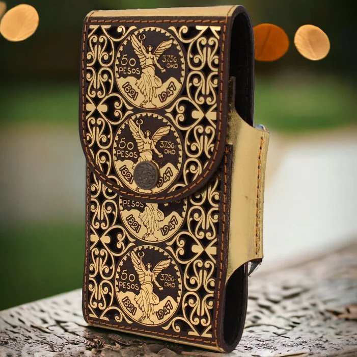 Cinto de Cuero Original El Centenario Oro con Hebilla de Metal - Del Cesar