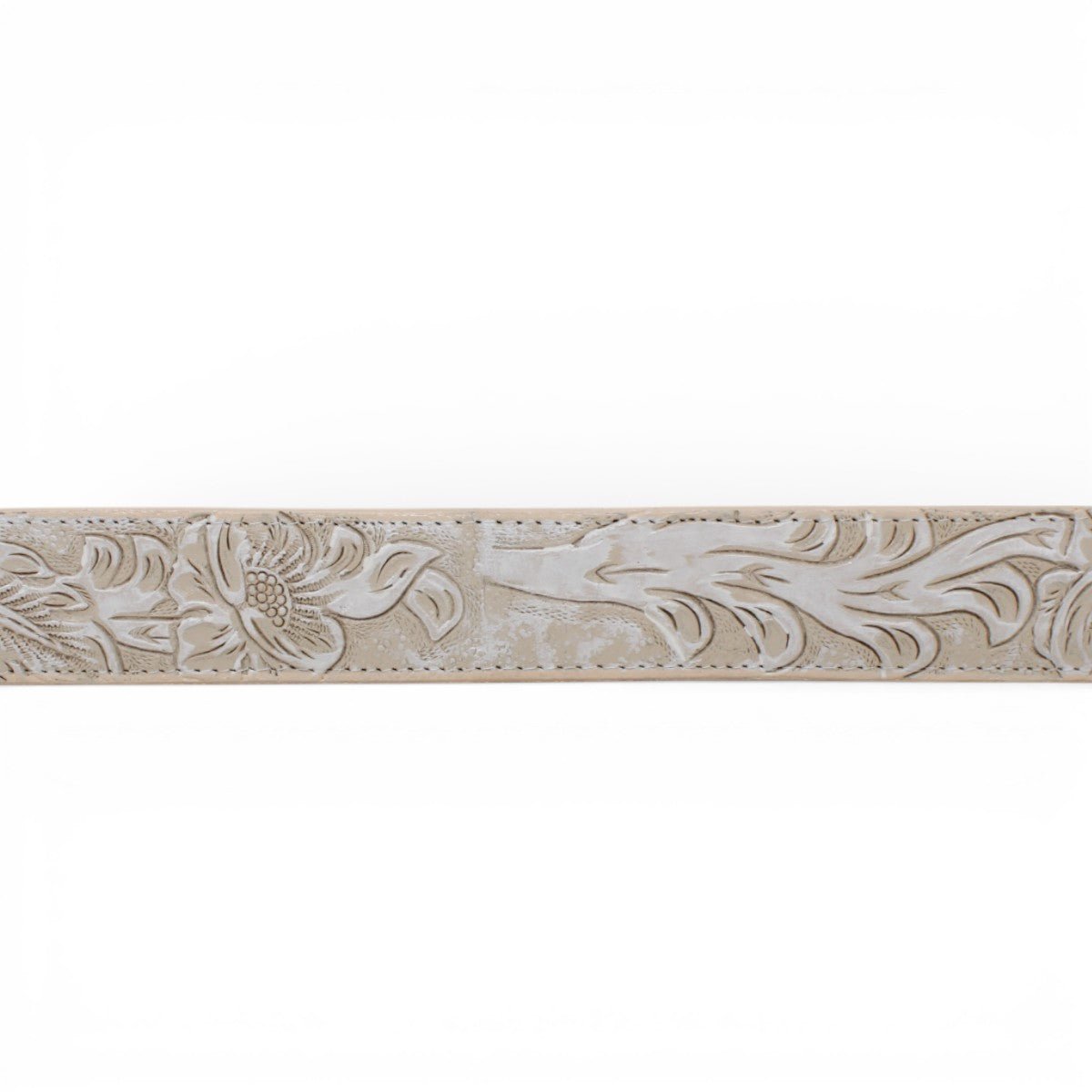 Cinto de Piel Estampado Cincelado Blanco con Hebilla Metálica Texas - TMB207110 - Tanner Mark Boots