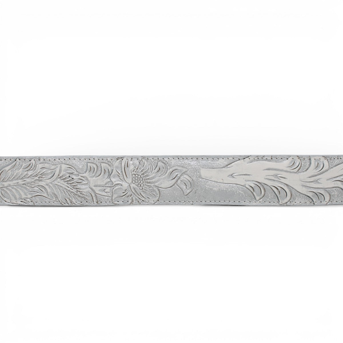 Cinto de Piel Estampado Cincelado Plata con Hebilla Metálica Texas - TMB207114 - Tanner Mark Boots