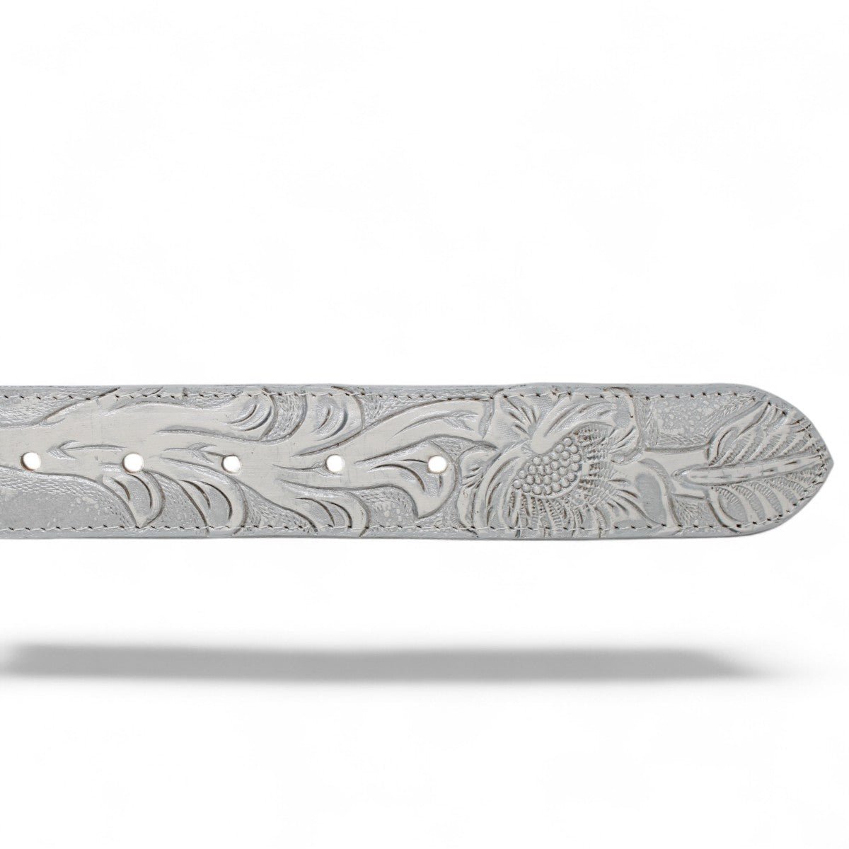 Cinto de Piel Estampado Cincelado Plata con Hebilla Metálica Texas - TMB207114 - Tanner Mark Boots