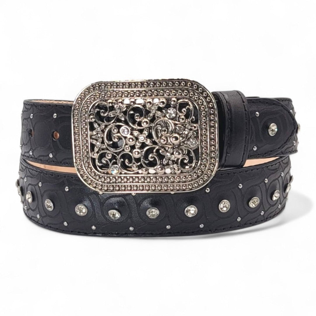 Cinto Vaquero para Mujer de Piel con Brillantes Rhinestones 1.5" Estilo Western – Hooch Boots HC - 114 - Hooch