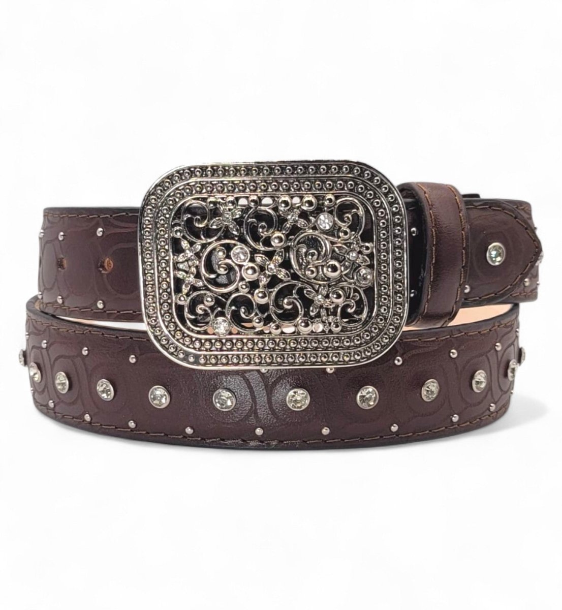 Cinto Vaquero para Mujer de Piel con Brillantes Rhinestones 1.5" Estilo Western – Hooch Boots HC - 115 - Hooch