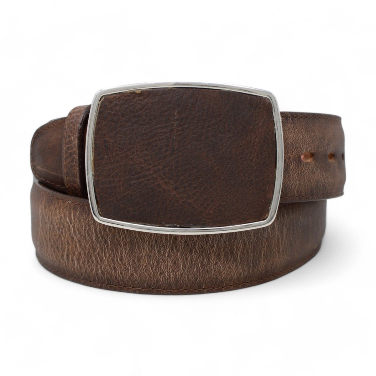 Genuine Leather Cowboy Belt Walnut Color - Los Altos Boots - Front View