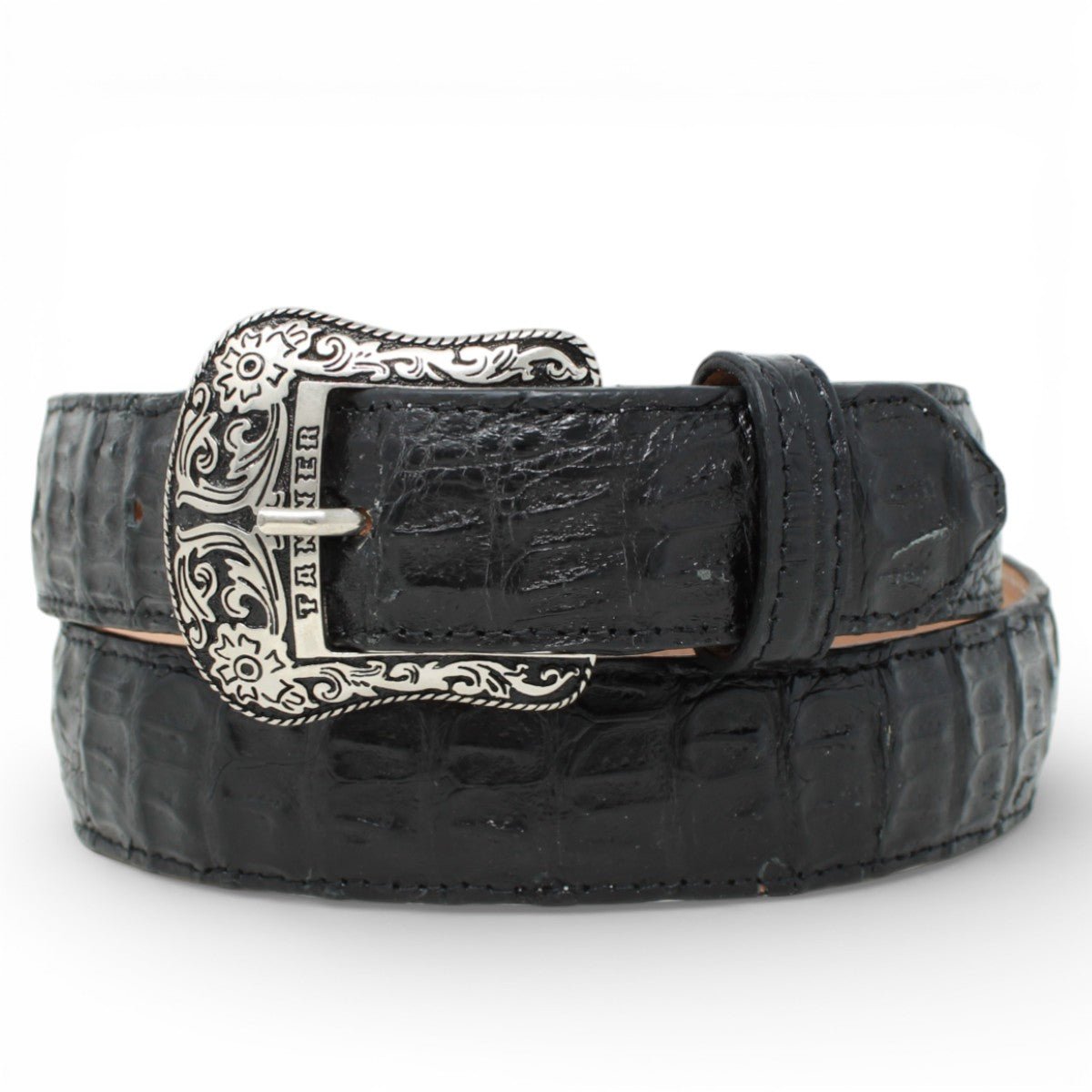 Cinturón de Caiman Negro Con Hebilla Metálica Texas - TMXB100159 - Tanner Mark Boots