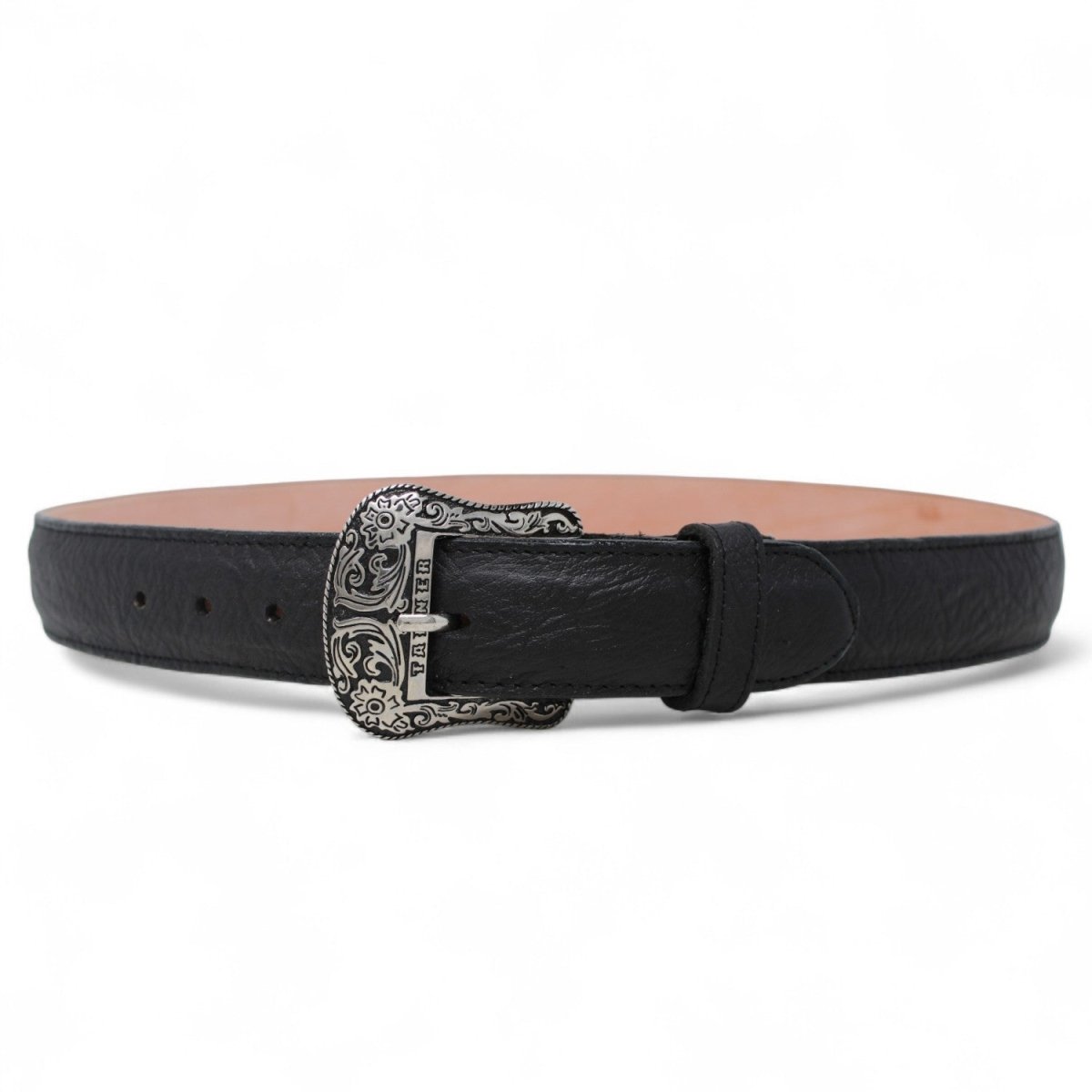 Cinturón de Cuello de Toro con Hebilla Metálica Texas Negro - Tanner Mark Boots