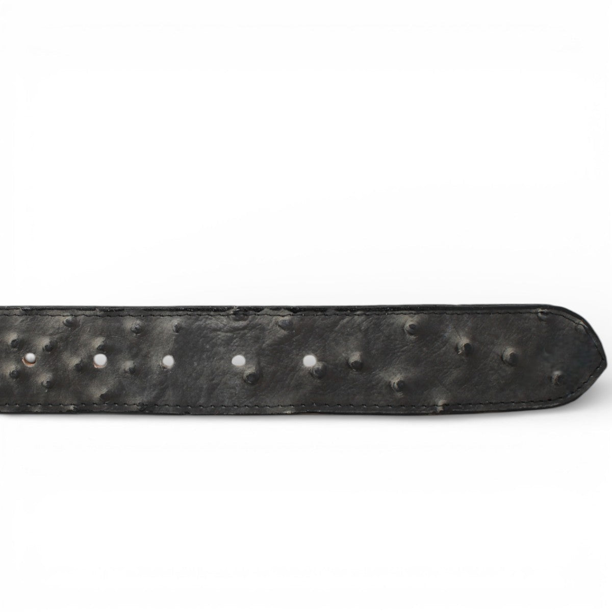 Cinturón de Piel con Estampado de Avestruz Negro y Gris con Hebilla Metálica Texas - TMB205578 - Tanner Mark Boots