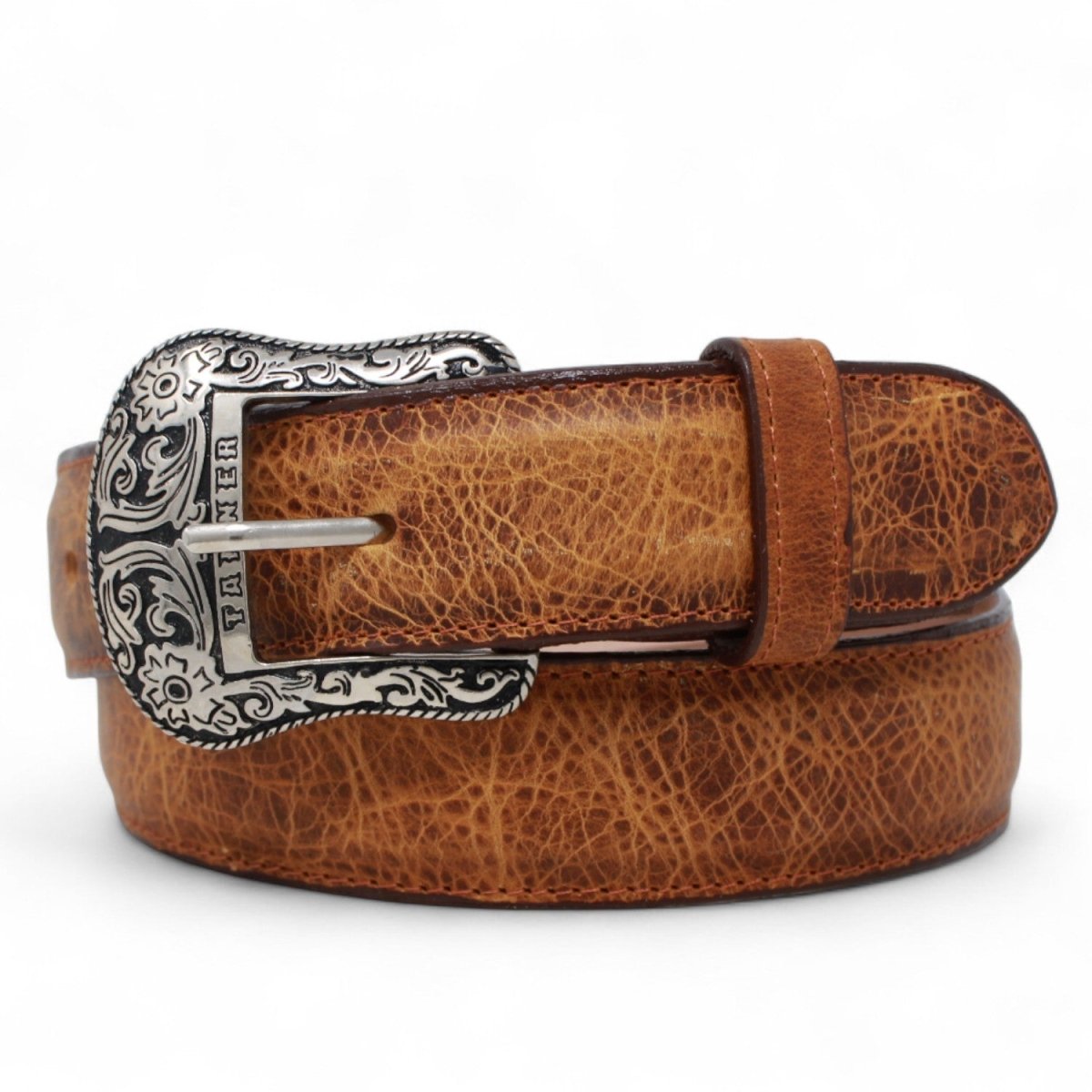 Cinturón de Piel con Hebilla Metálica Texas Cognac - Tanner Mark Boots