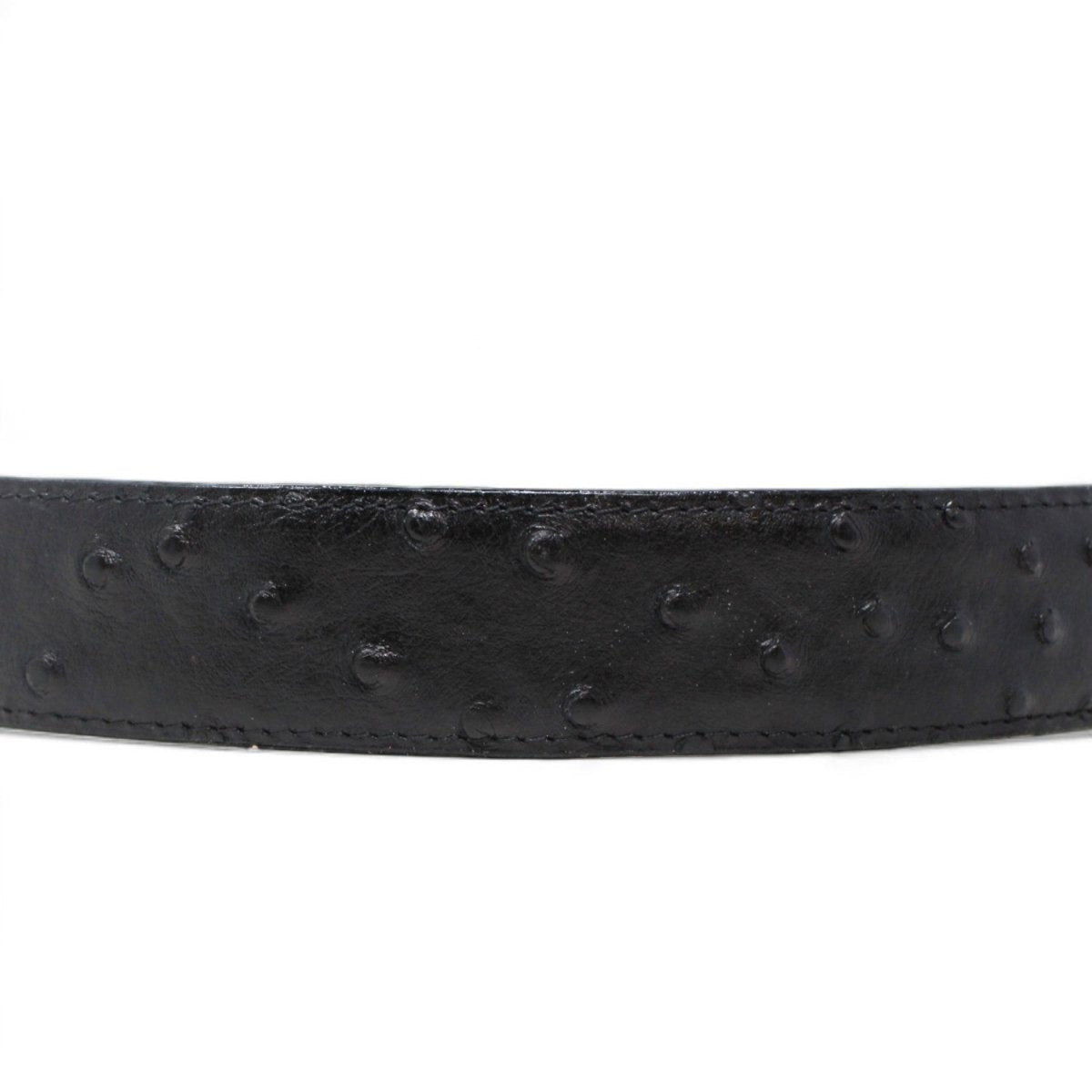 Cinturón de Piel Genuina con Estampado de Avestruz y Hebilla Metálica Texas Negro - Tanner Mark Boots