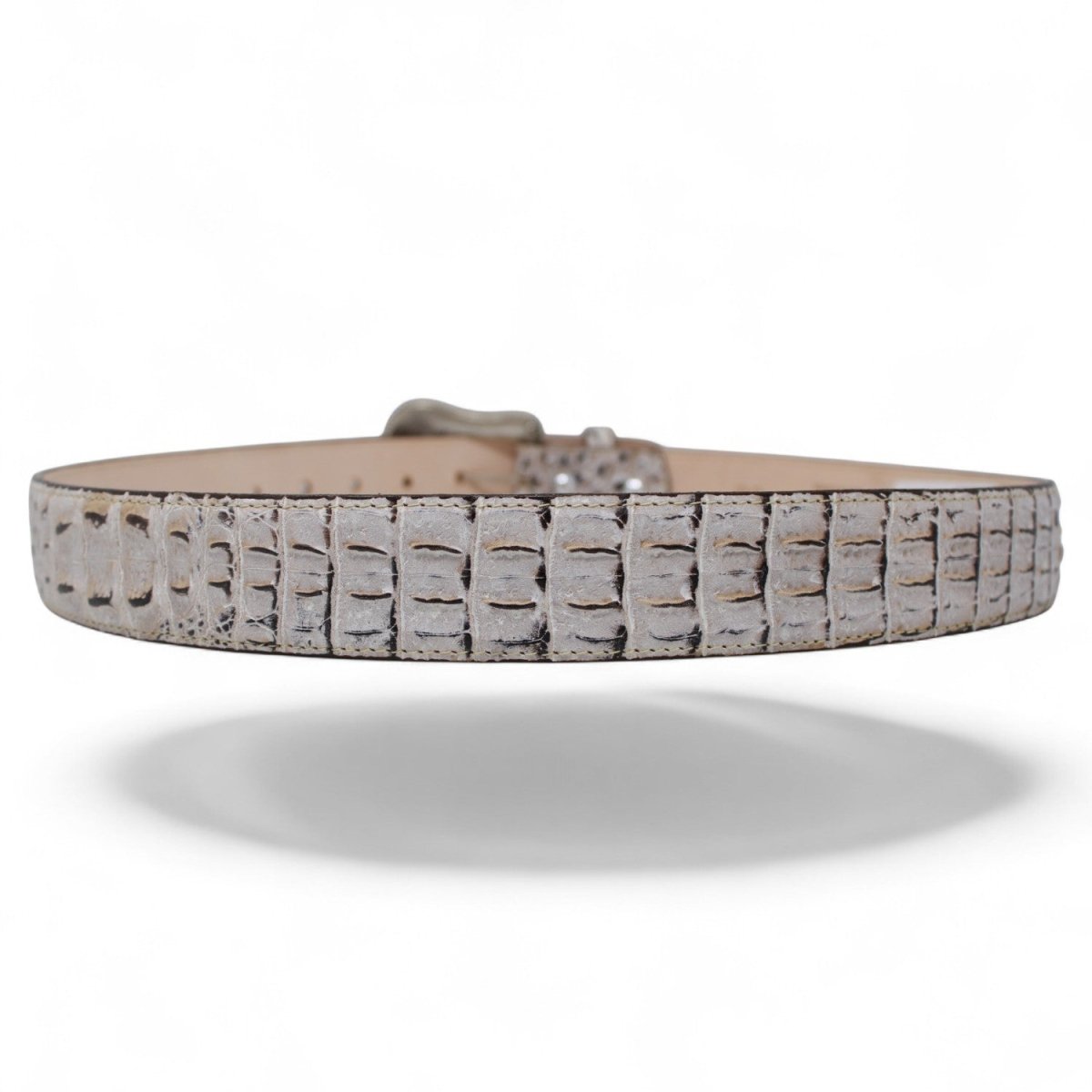 Cinturon de Piel Genuina con Estampado de Caiman Lomo y Hebilla Metálica Texas Natural - Tanner Mark Boots