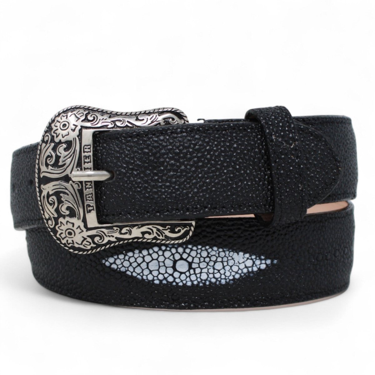 Cinturon de Piel Genuina con Estampado de Mantarraya y Hebilla Metálica Texas - Tanner Mark Boots