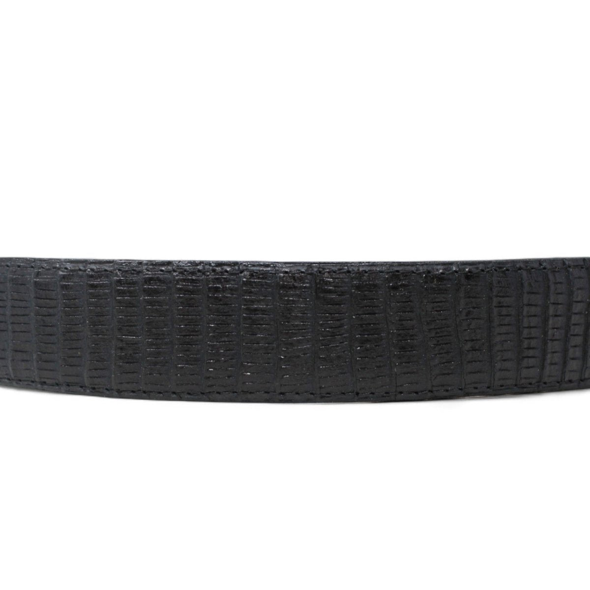 Cinturón de Piel Genuina con Estampado de Teju y Hebilla Metálica Texas Negro - Tanner Mark Boots