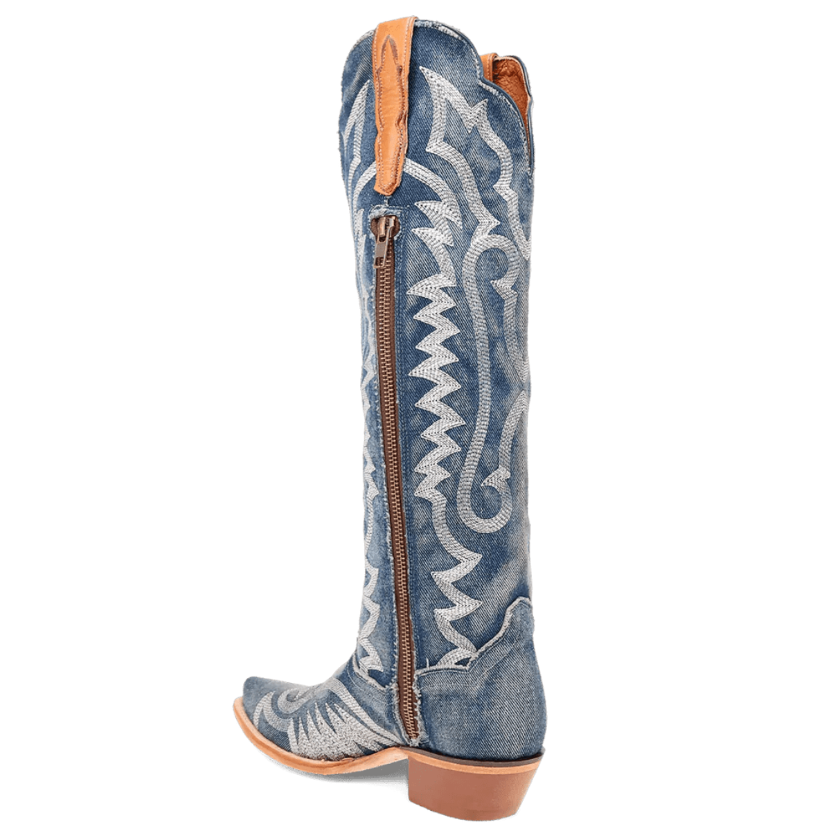 Dan Post Women's Denim Darlin Snip Toe Leather Tall Boots - Blue - Dan Post Boots