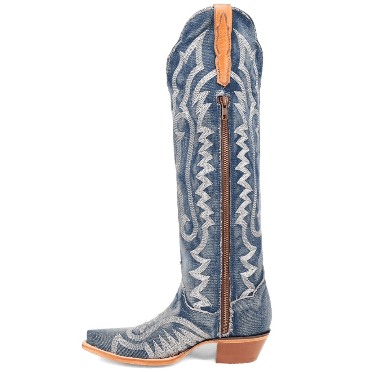 Dan Post Women's Denim Darlin Snip Toe Leather Tall Boots - Blue - Dan Post Boots