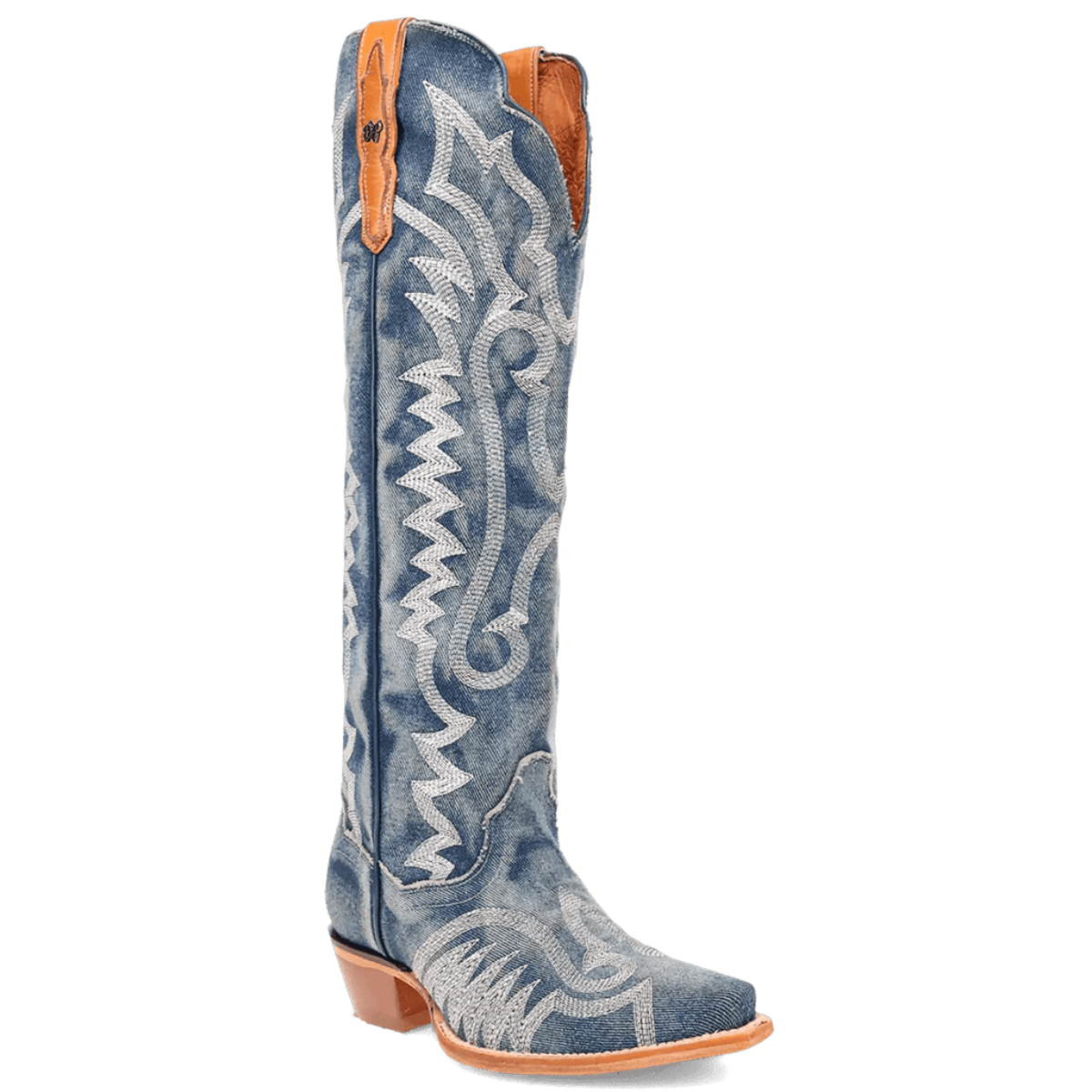 Dan Post Women's Denim Darlin Snip Toe Leather Tall Boots - Blue - Dan Post Boots