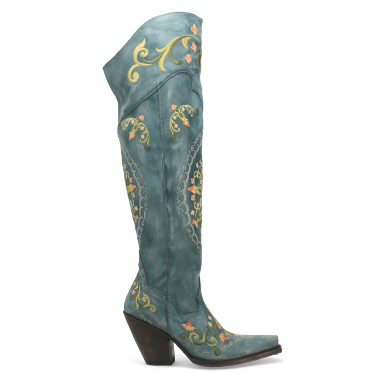 Dan Post Women's Flower Child Snip Toe Leather Tall Boots - Turquoise - Dan Post Boots