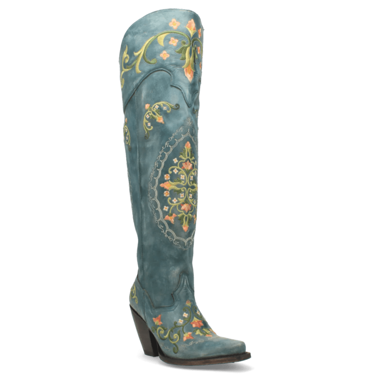 Dan Post Women's Flower Child Snip Toe Leather Tall Boots - Turquoise - Dan Post Boots