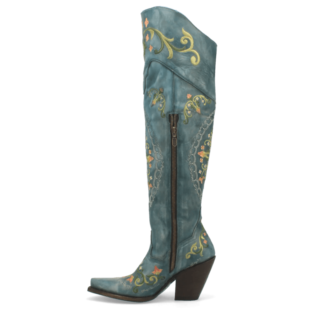 Dan Post Women's Flower Child Snip Toe Leather Tall Boots - Turquoise - Dan Post Boots