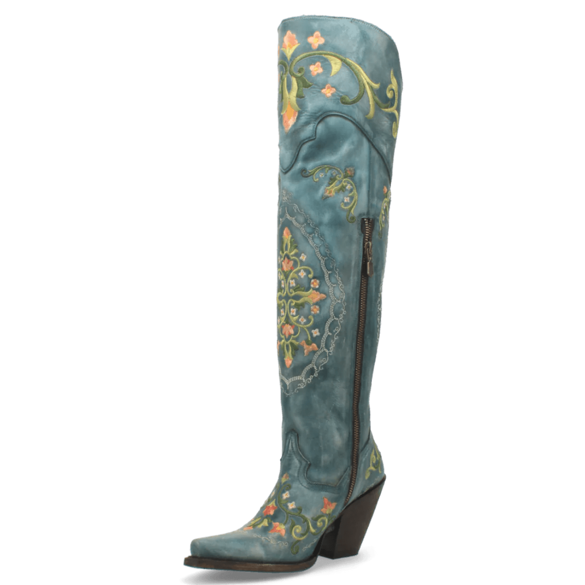 Dan Post Women's Flower Child Snip Toe Leather Tall Boots - Turquoise - Dan Post Boots