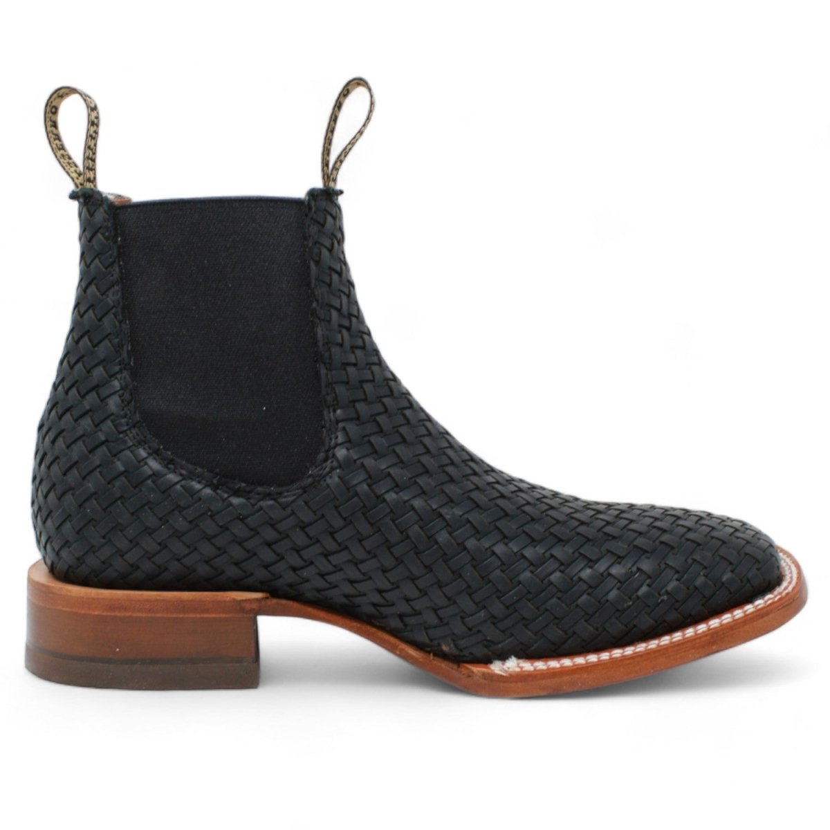 El Besserro Men's Petatillo Leather Square Toe Ankle Boots Black - Hooch