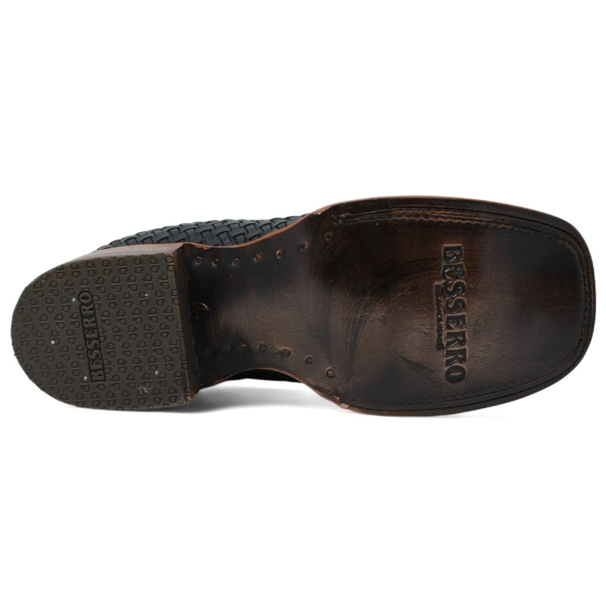 El Besserro Men's Petatillo Leather Square Toe Ankle Boots Black - Hooch