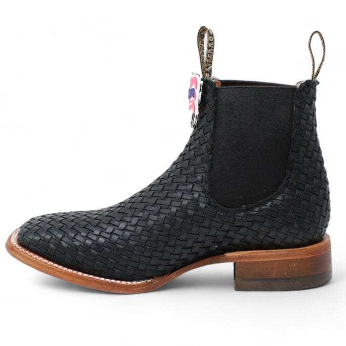 El Besserro Men's Petatillo Leather Square Toe Ankle Boots Black - Hooch