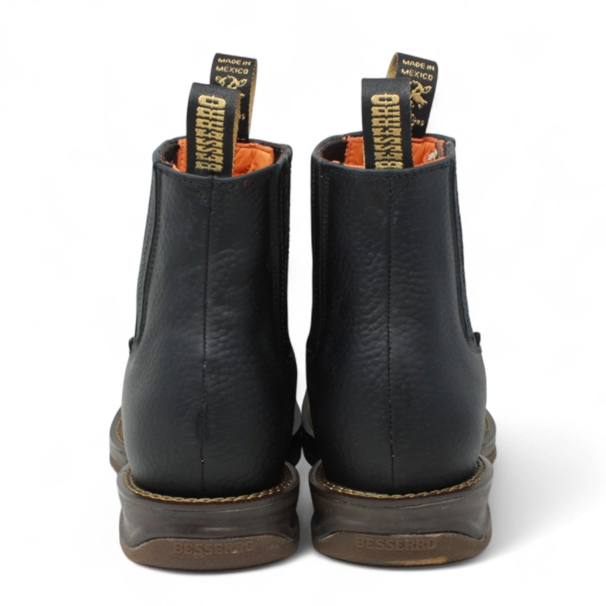 El Besserro Men's Square Toe Leather Ankle Boots Black - Hooch