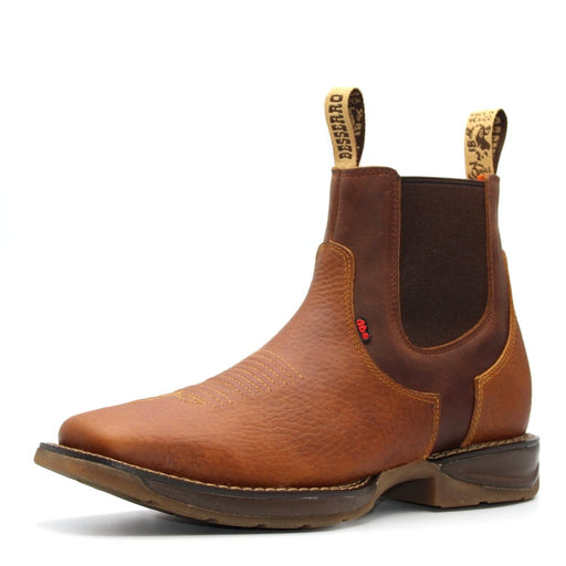 El Besserrro Men's Square Toe Leather Ankle Boots Honey w/ Rubber Sole - Hooch