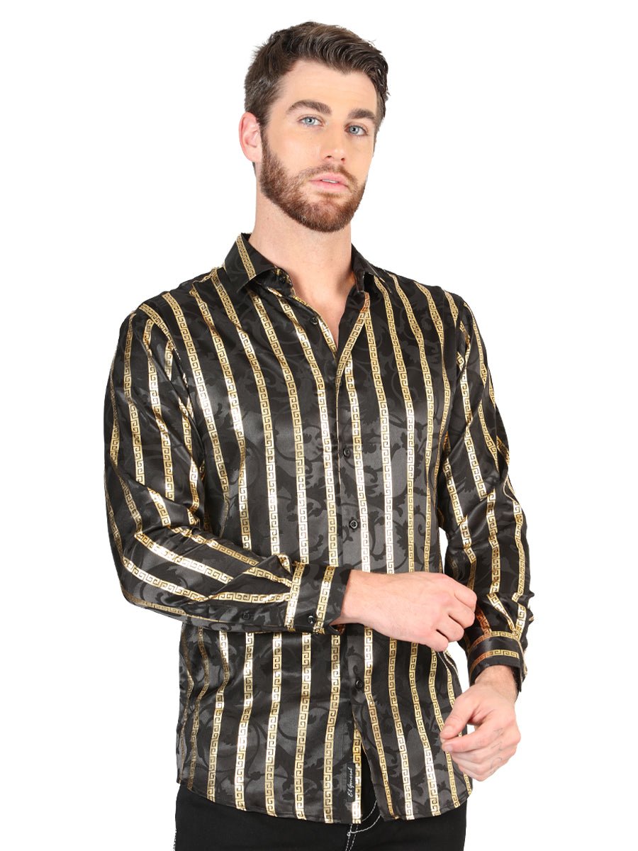 El General Black/Gold Casual Long - Sleeve Shirt 44554 - Diana Zapateria Inc