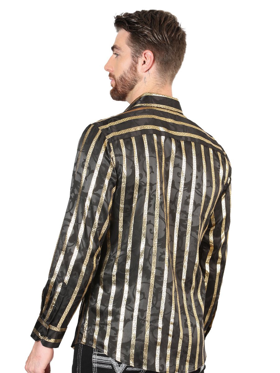 El General Black/Gold Casual Long - Sleeve Shirt 44554 - Diana Zapateria Inc