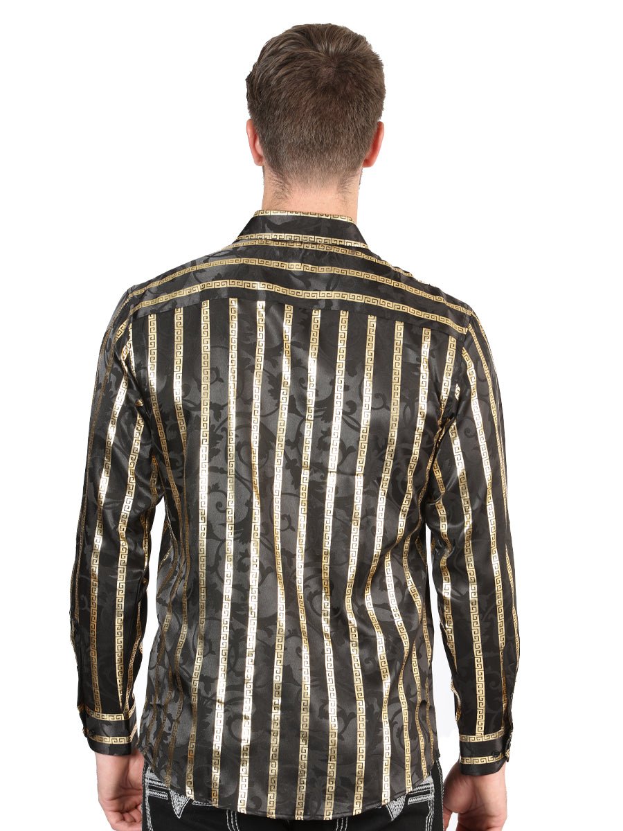 El General Black/Gold Casual Long - Sleeve Shirt 44554 - Diana Zapateria Inc