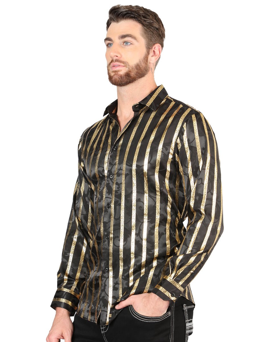El General Black/Gold Casual Long - Sleeve Shirt 44554 - Diana Zapateria Inc