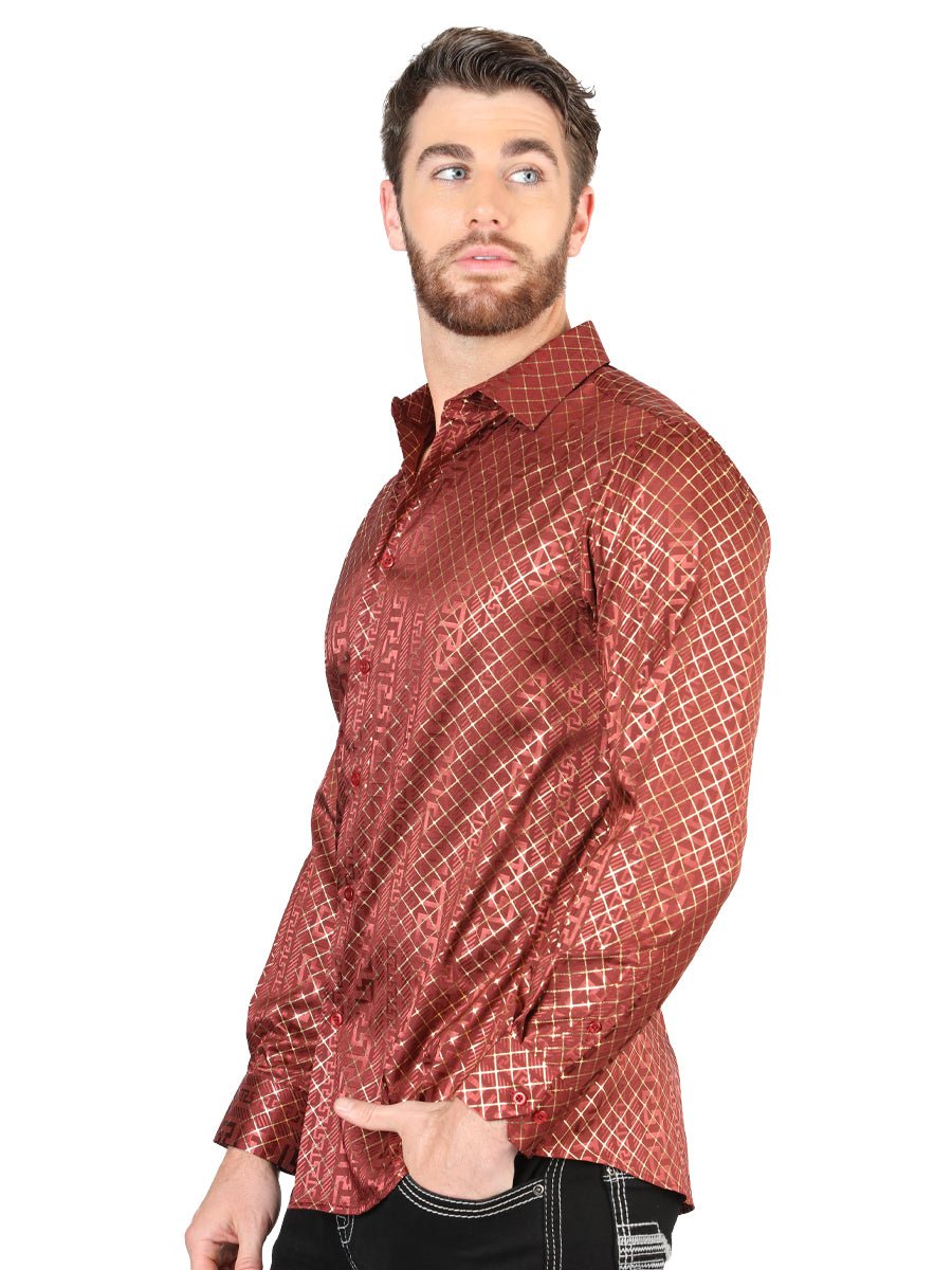El General Burgundy Casual Long - Sleeve Shirt 44552 - Diana Zapateria Inc