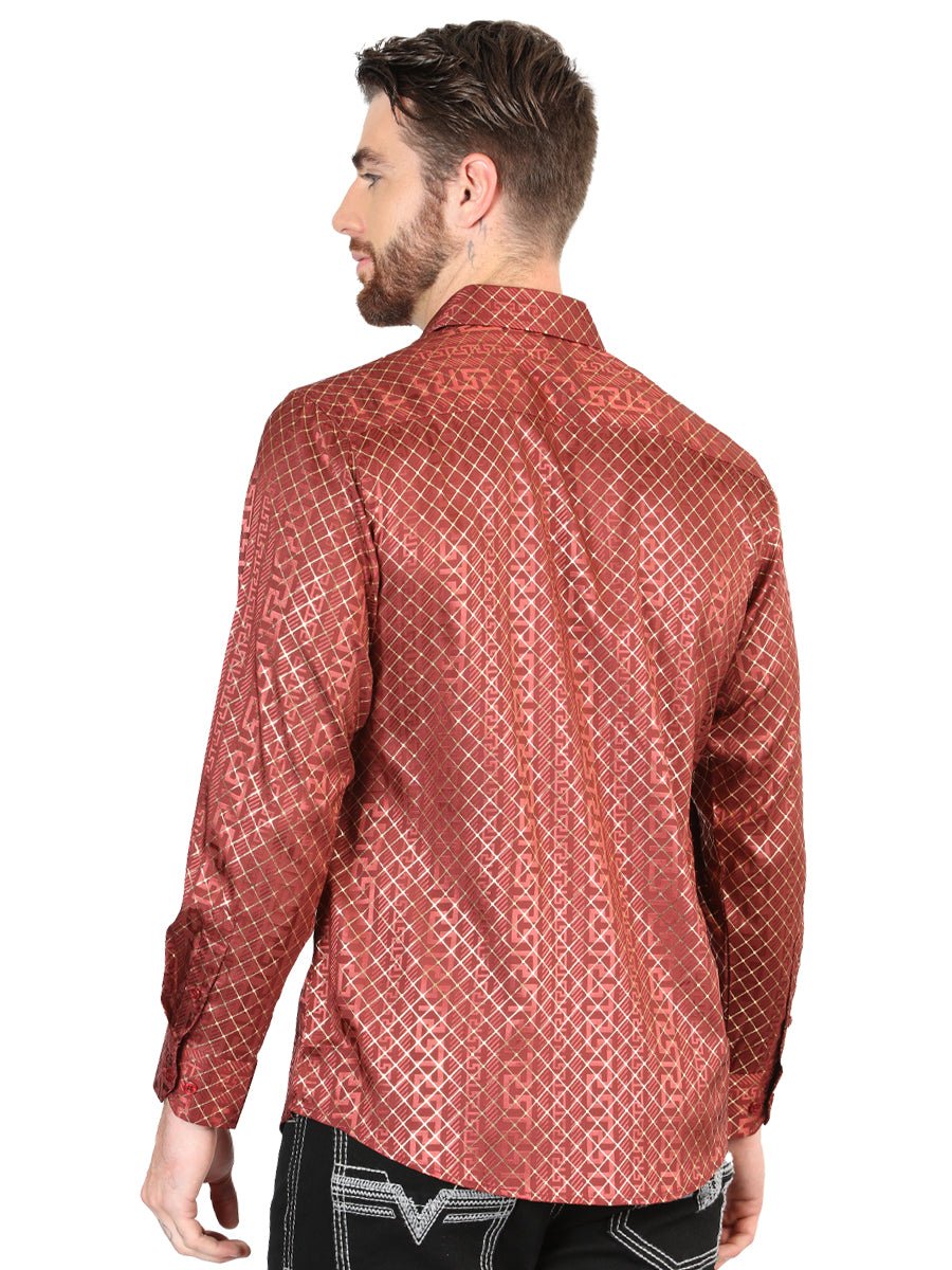 El General Burgundy Casual Long - Sleeve Shirt 44552 - Diana Zapateria Inc