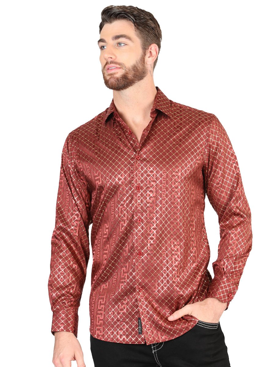 El General Burgundy Casual Long - Sleeve Shirt 44552 - Diana Zapateria Inc