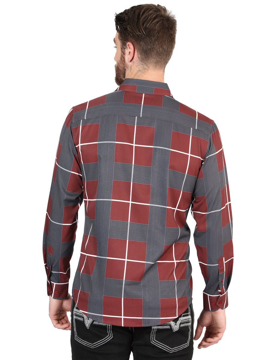 El General Burgundy Casual Long - Sleeve Shirt 44603 - Diana Zapateria Inc