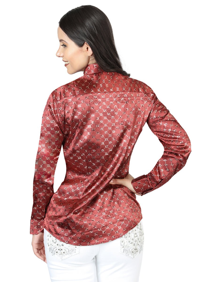 El General Burgundy/Gold Casual Long - Sleeve Shirt 44555 - Diana Zapateria Inc