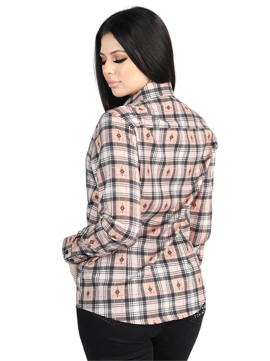 El General - Casual Long - Sleeve Shirt - Beige/Black 44715 - Diana Zapateria Inc