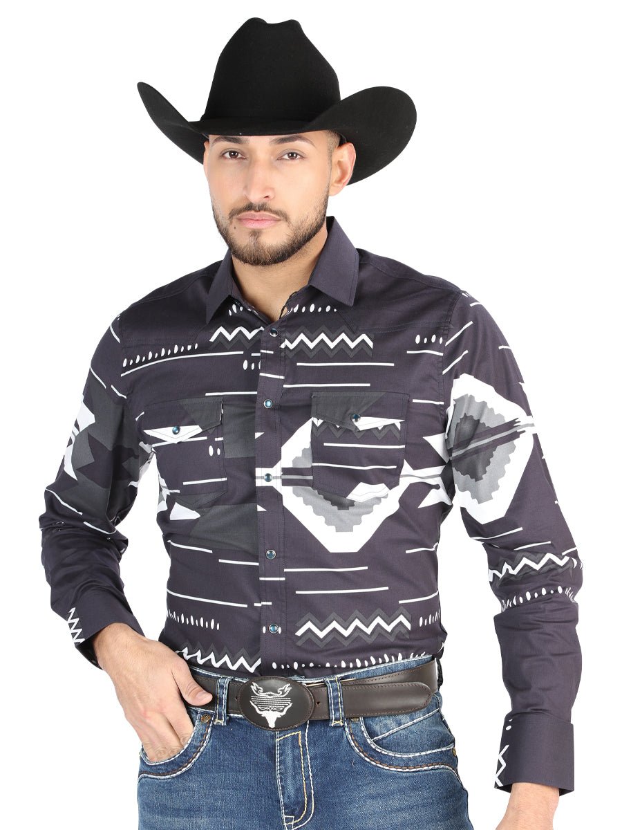 El General - Casual Long Sleeve Shirt - Black 44500 - Diana Zapateria Inc