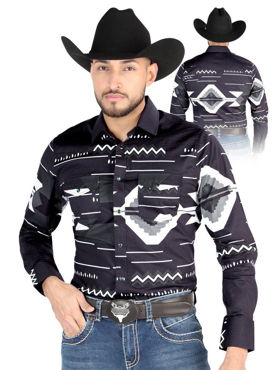 El General - Casual Long Sleeve Shirt - Black 44500 - Diana Zapateria Inc