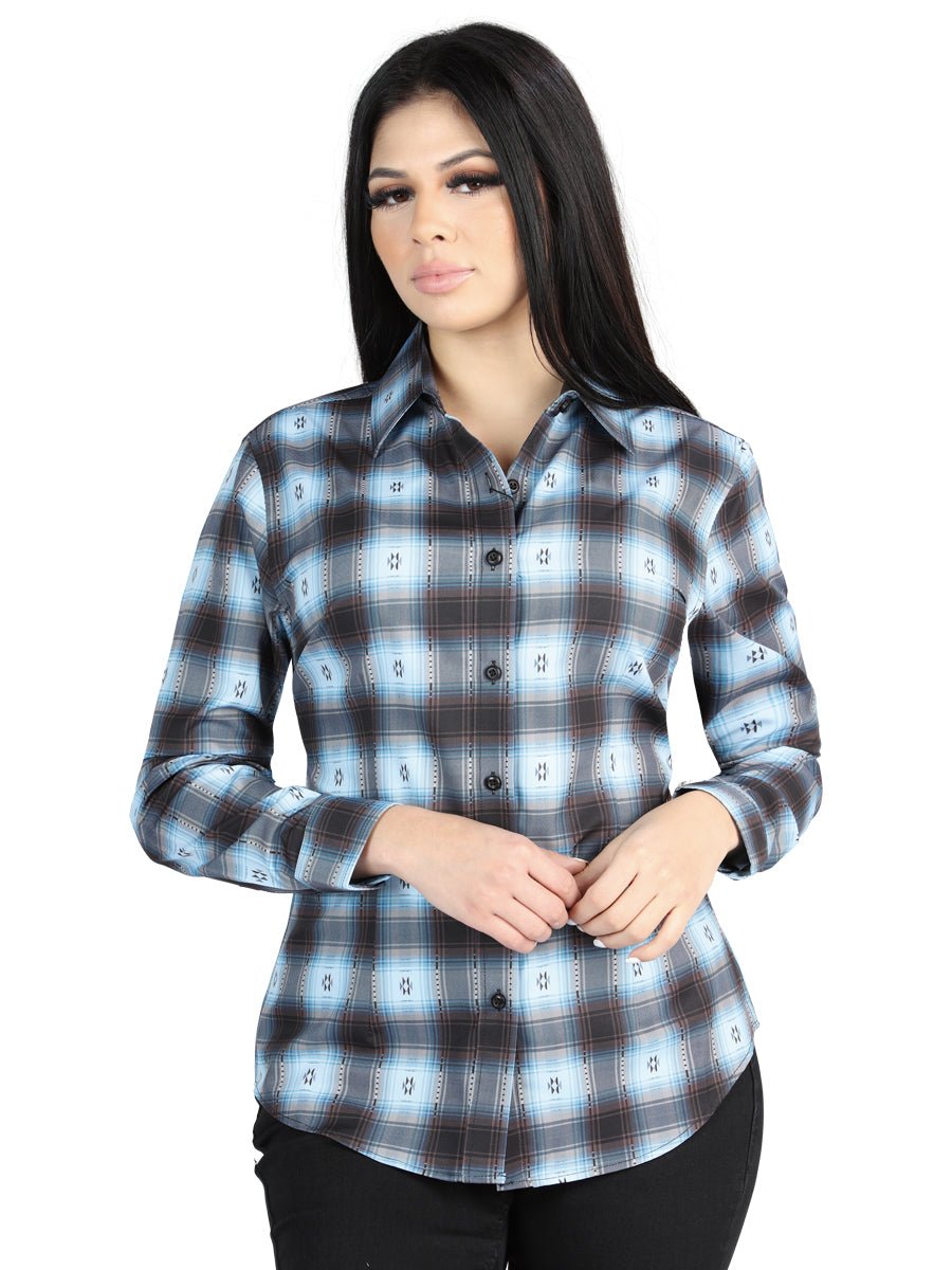 El General - Casual Long - Sleeve Shirt - Black/Blue 44719 - Diana Zapateria Inc