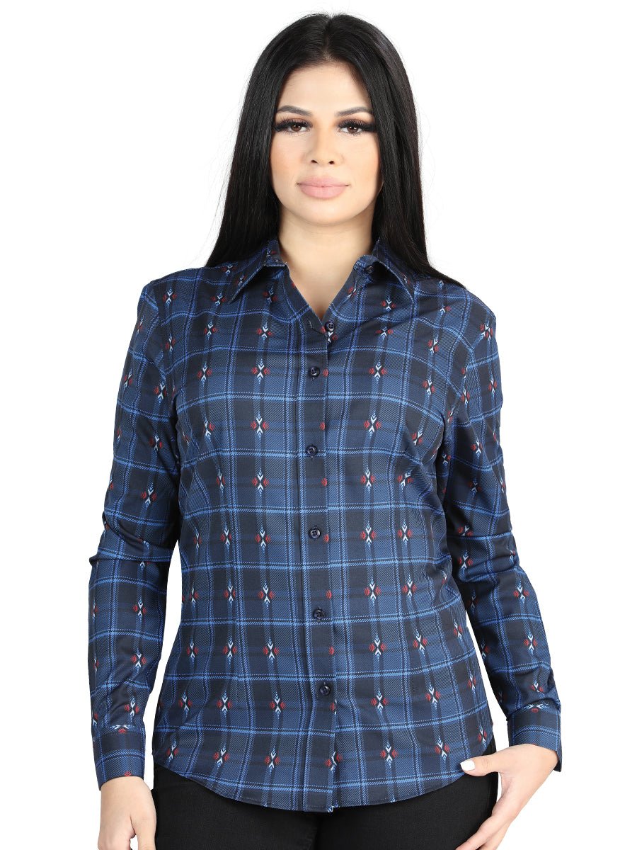 El General - Casual Long - Sleeve Shirt - Black/Blue 44721 - Diana Zapateria Inc