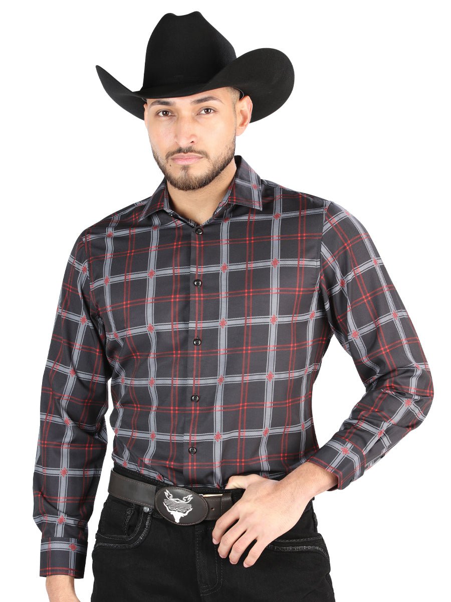 El General - Casual Long Sleeve Shirt - Black/Gray 44709 - Diana Zapateria Inc